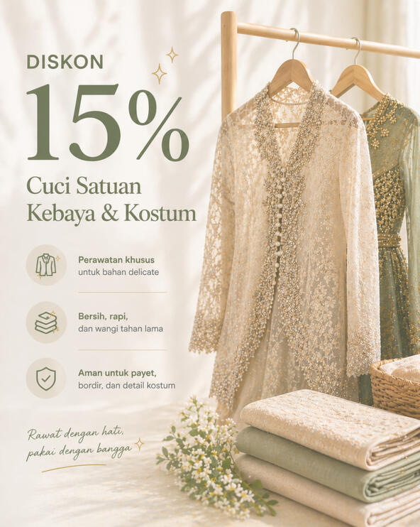 Diskon 15% Kebaya dan Kostum