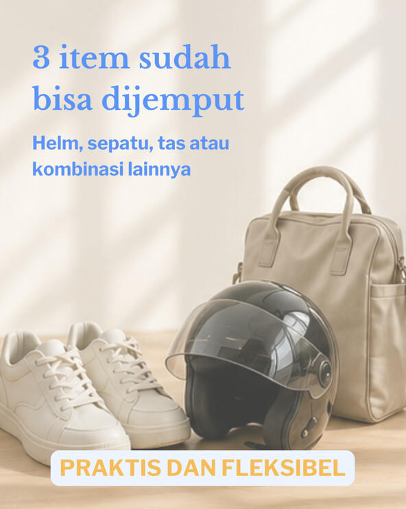 kirim 3 item bisa campur sepatu tas helm gratis antar jemput